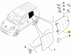 FIAT Fiorino Sürgülü Kapı Camı Sağ ( Açılır TİP ) 1356659080