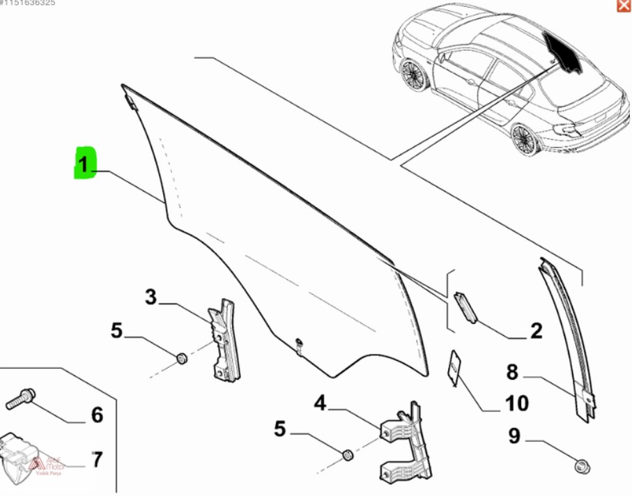 FIAT Egea S.Wagon Arka Sağ Kapı Camı ( Koyu Renk ) OPAR 52015915