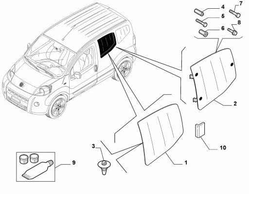 Fiat Fiorino Sol Arka Kelebek Camı 2007-2024 1356667080