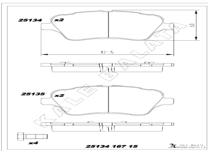 FORD Fiesta Courier B-Max Ön Fren Balata Takımı AY112K021AA AY112K021CA