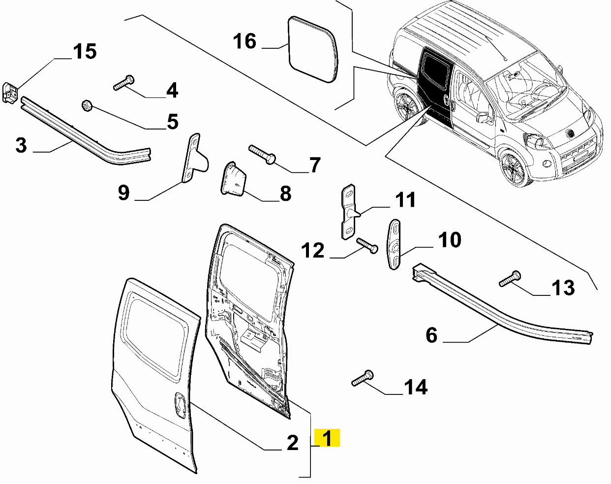FIAT Fiorino Sürgülü Kapı Sol Camsız 1364954080