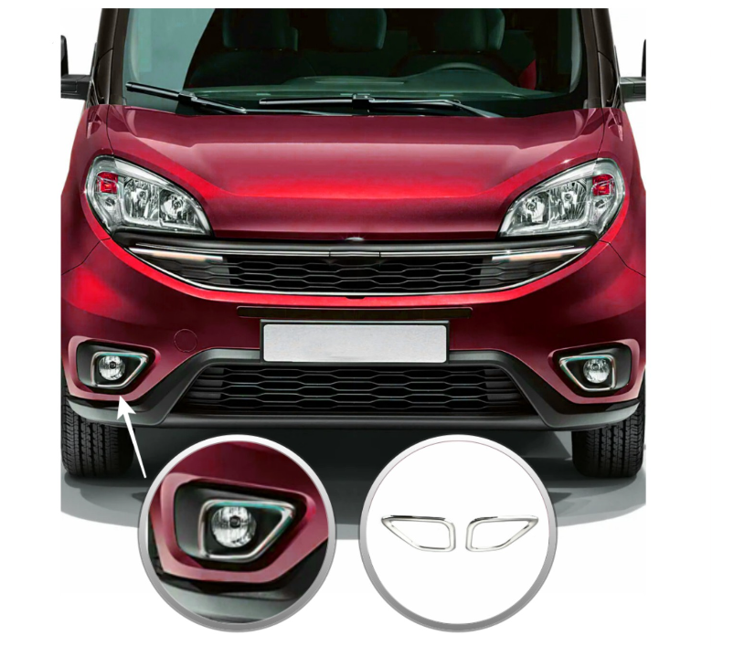 FIAT Doblo 2 Makyajlı Sis Farı Çerçevesi 2 Parça Paslanmaz Çelik OMTEC 2524103F 55177488