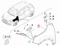 FIAT 500X Ön Sol Çamurluk 52031367