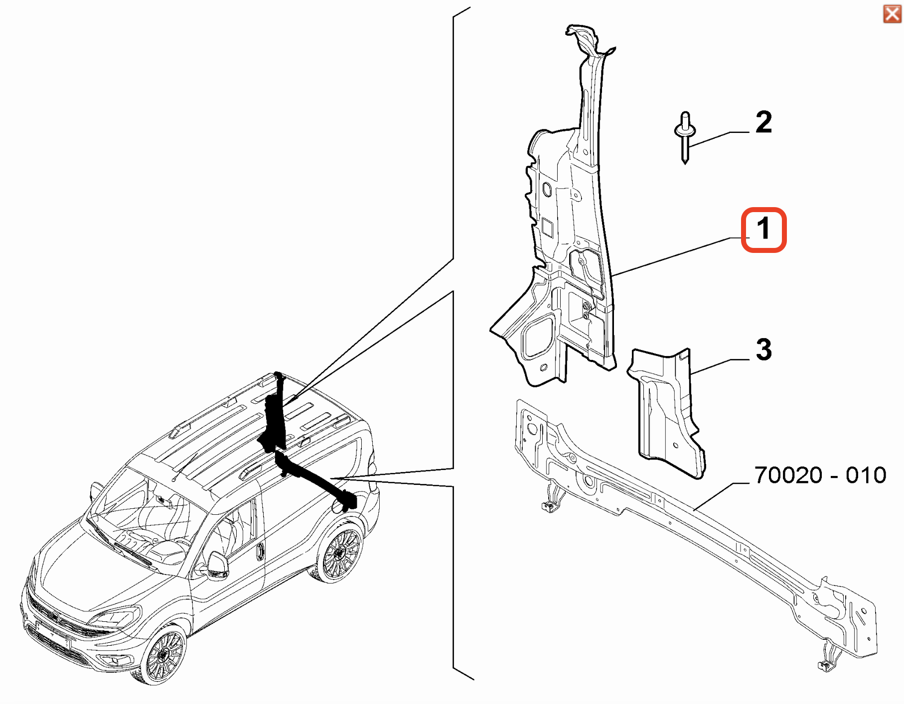 Doblo Arka Sağ Stop Yuva Sacı OPAR 52052876