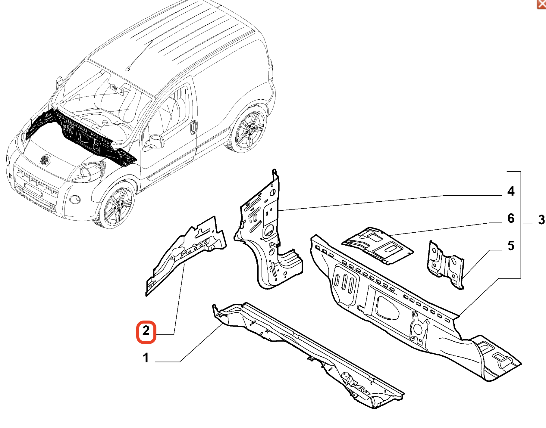 Fiat Fiorino Motor Sol Yan Saç Takviyesi OPAR 52104092