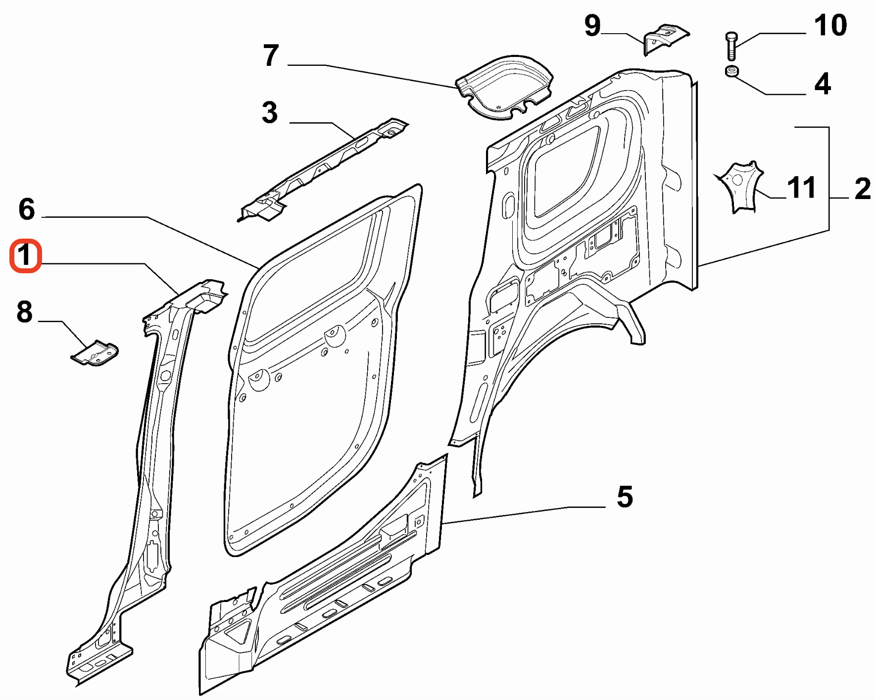 Fiat Doblo Arka Sağ Direk Sacı 51959899 / 51975738