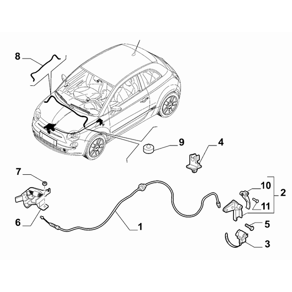 Fiat 500 Motor Kaput Kilidi OPAR 51814275
