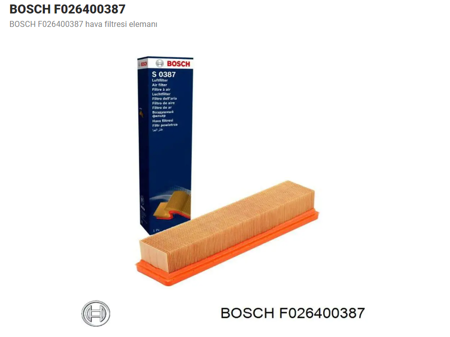 BOSCH F026400387 Clıo III Sandero Hava Filtresi	 7701059409