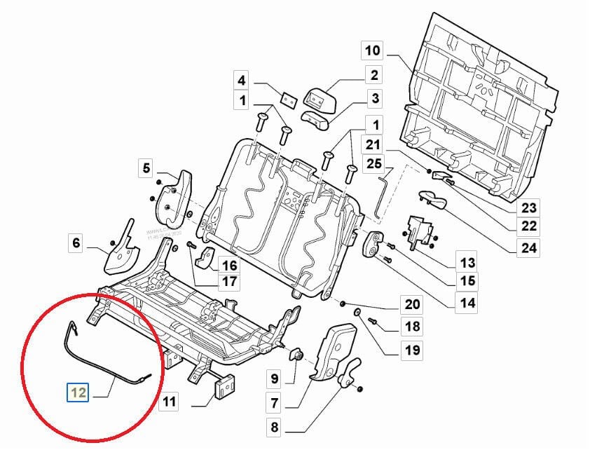 OPAR 98847278 Fiat Doblo Koltuk Arka Kilit Teli