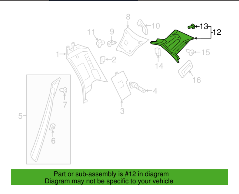VOLVO XC90 Arka Sol Üst, İç Çeyrek Panel Trim Braketi 32244279 : 31479361