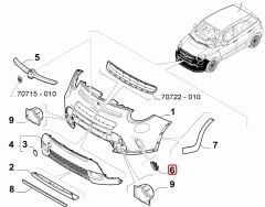Fiat 500L 2012-2015 OPAR Ön Tampon Kapağı 735584896