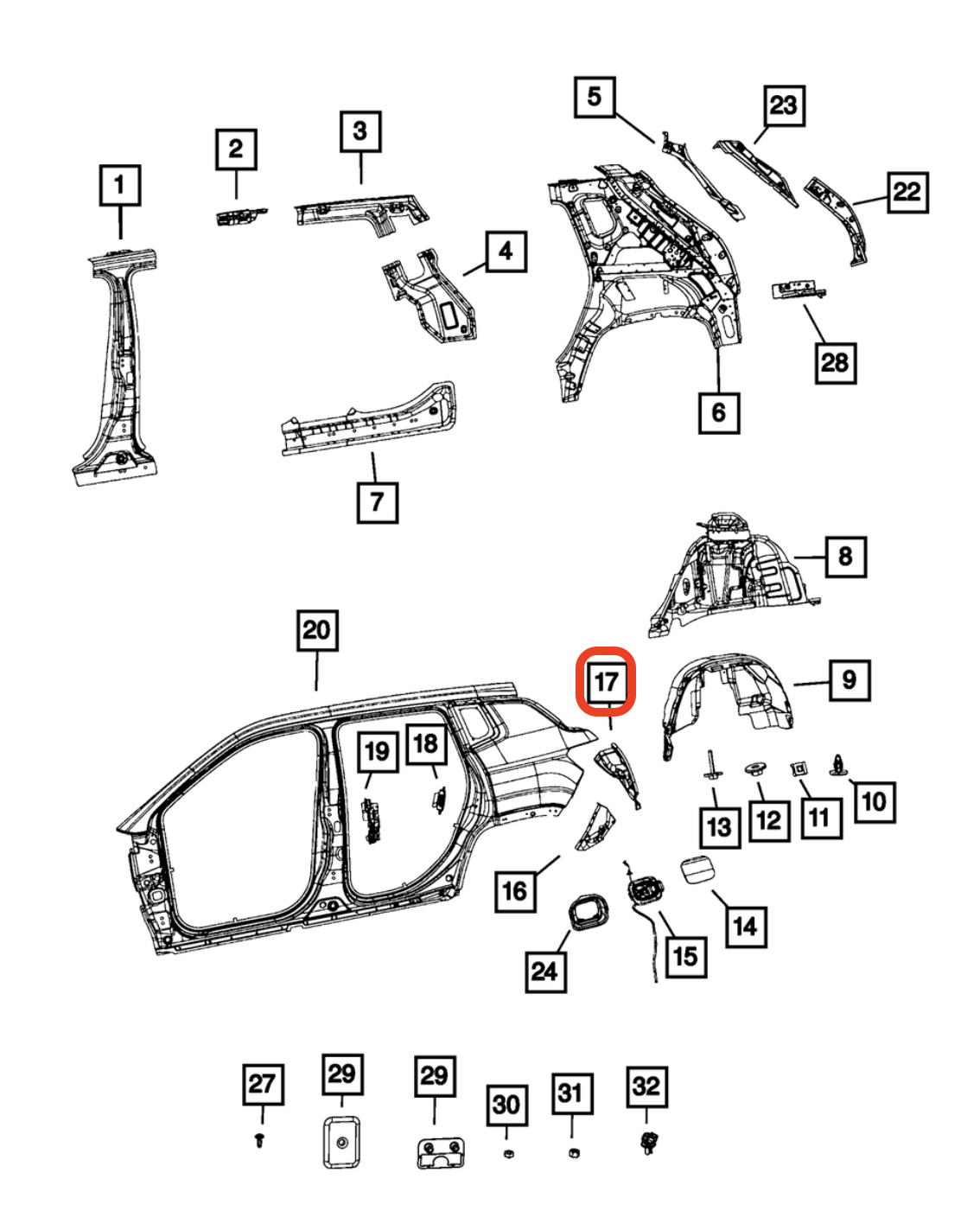 Jeep Compass Sol Stop Lambası Paneli 68243565AC
