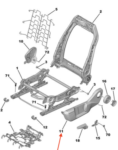 Psa Corsa F Ön Sol Koltuk Bakaliti 98244921ZD