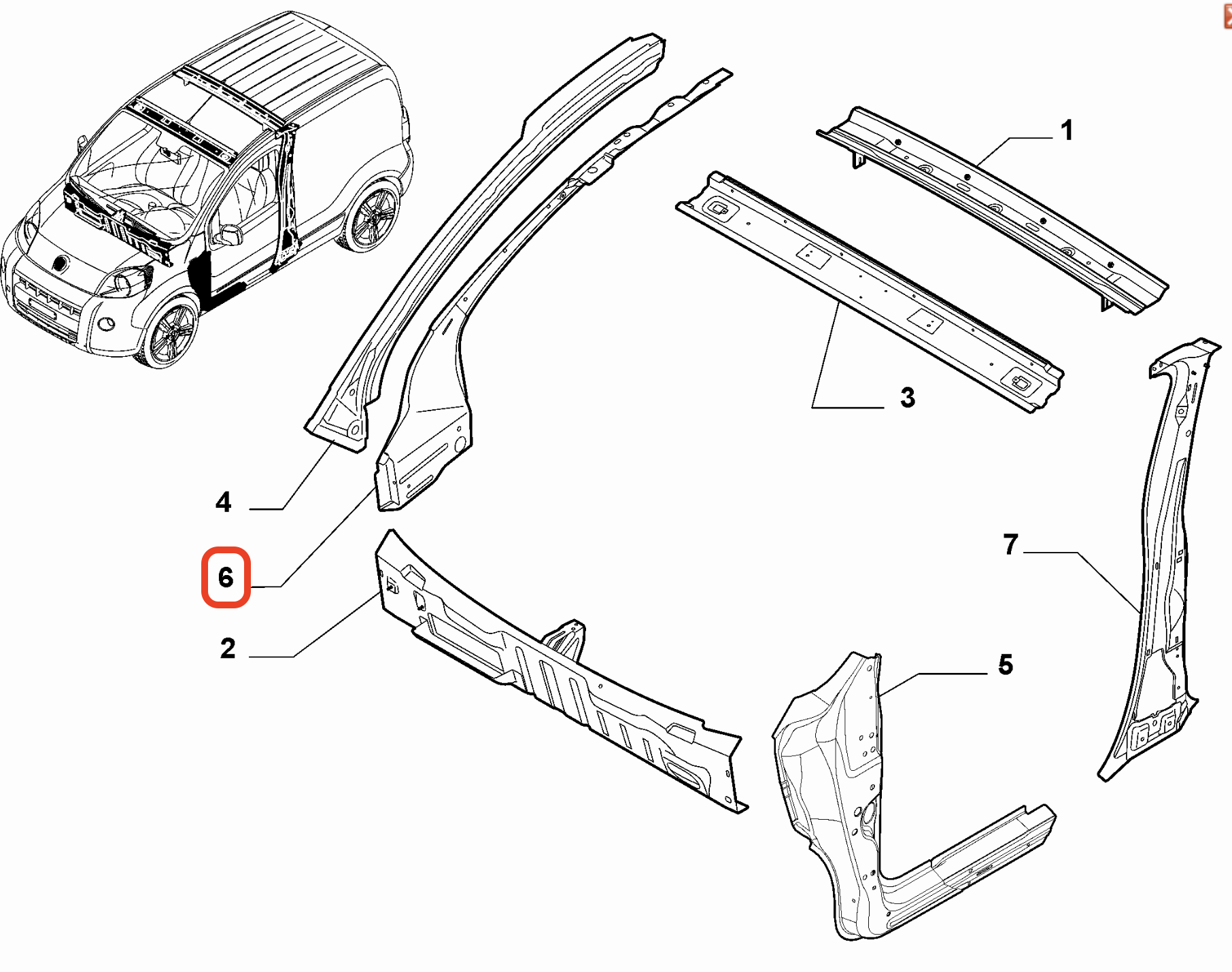 Fiat Fiorino Ön Sağ Cam Direk OPAR 1373224080 / 52121633