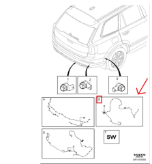 Volvo XC90 Ön / Arka Park Yardımı Kablo Demeti 32270739