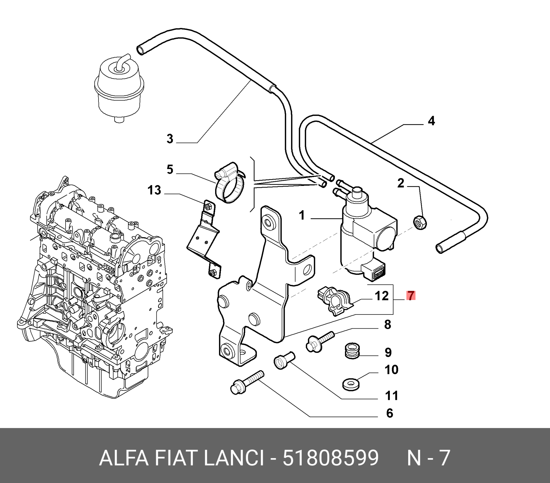 OPAR 51808599 Fiat Linea Braket Sol