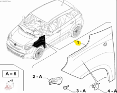 Fiat 500L Ön Sol Çamurluk Dodik Delikli 2013-2018 51936203 - 51976574 - 1689786980