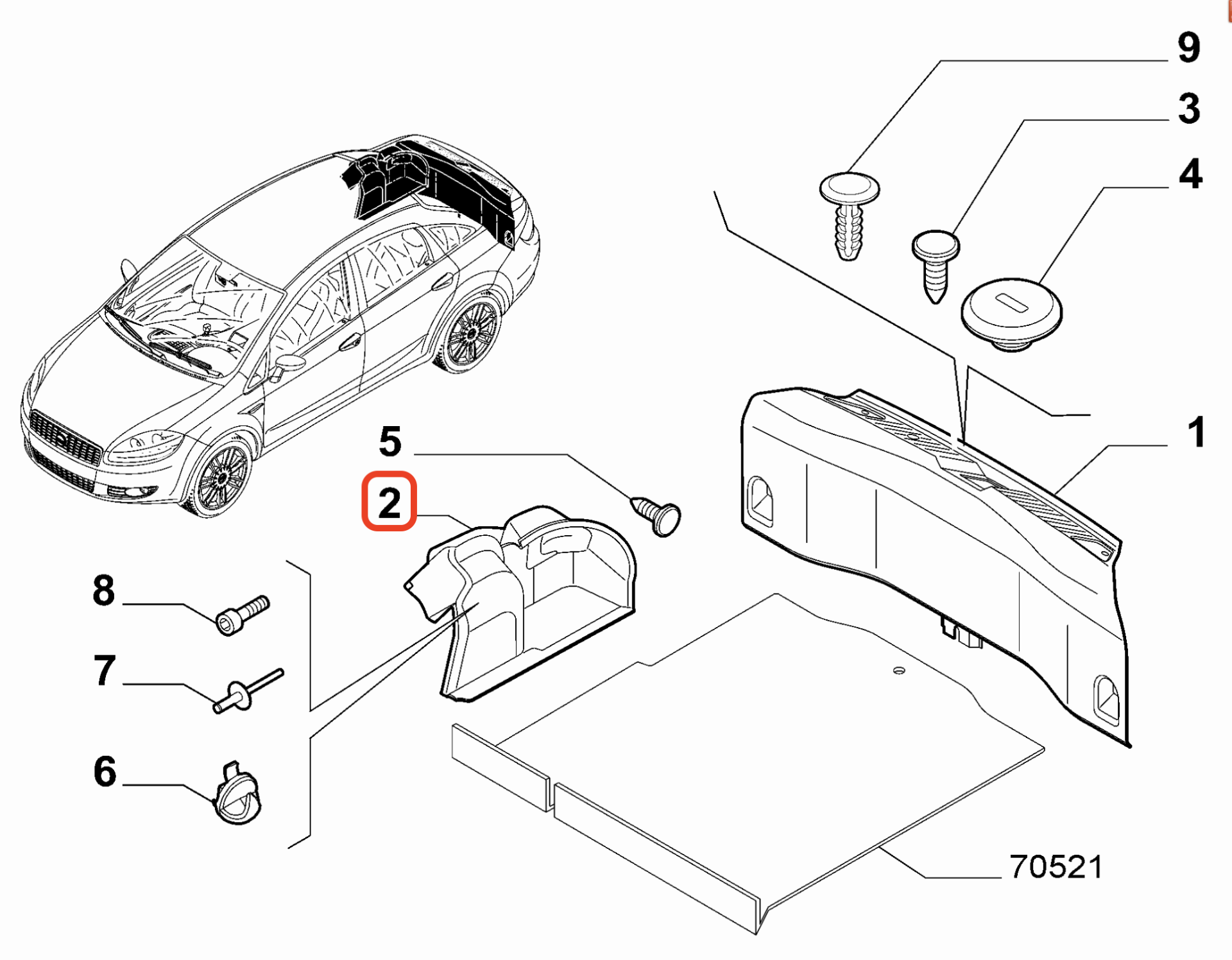 Fiat Linea Sol Bagaj Kaplama  OPAR 735489211 / 735442164