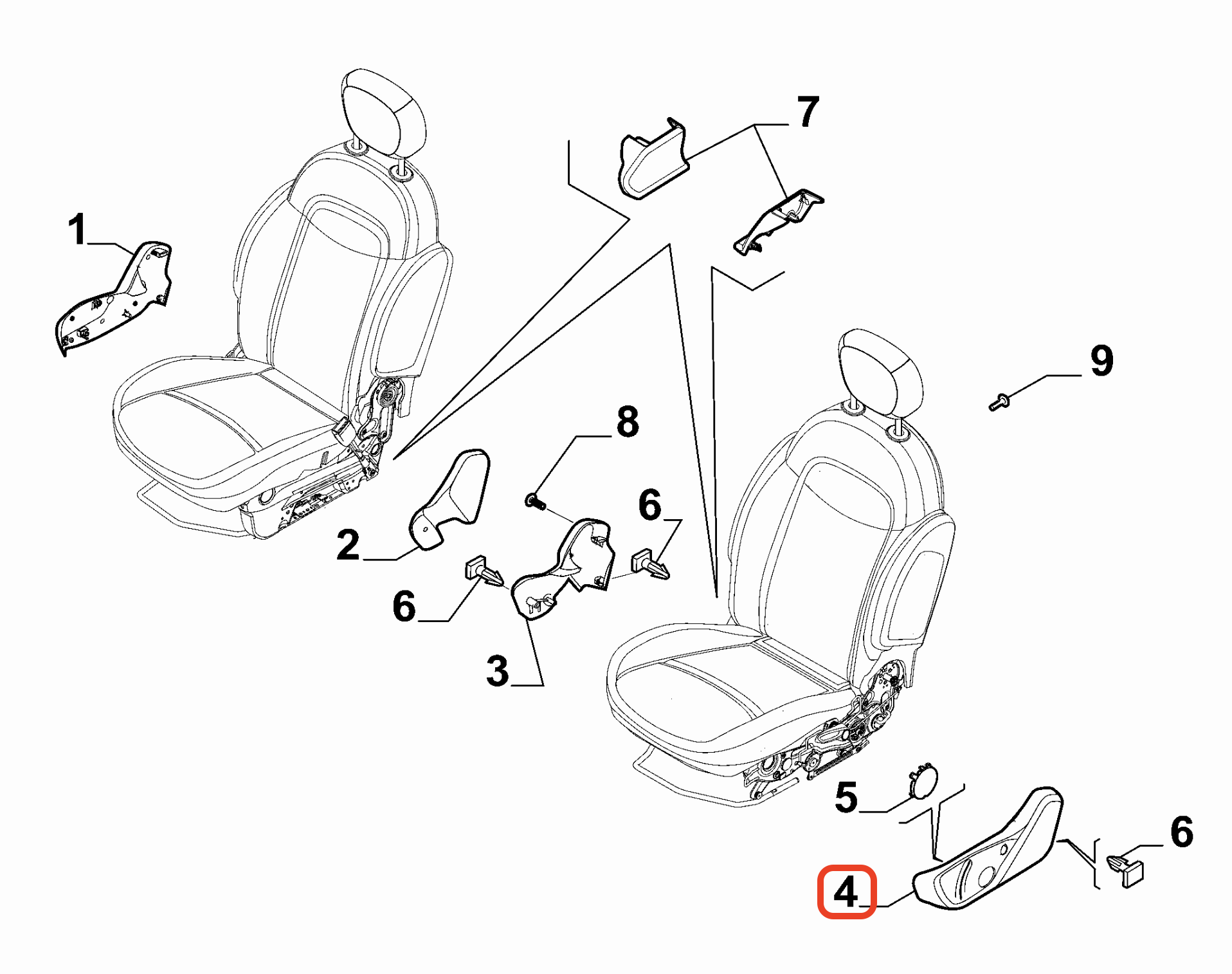 Fiat Egea Ön Sol Koltuk Yan Kaplama OPAR 6000625128