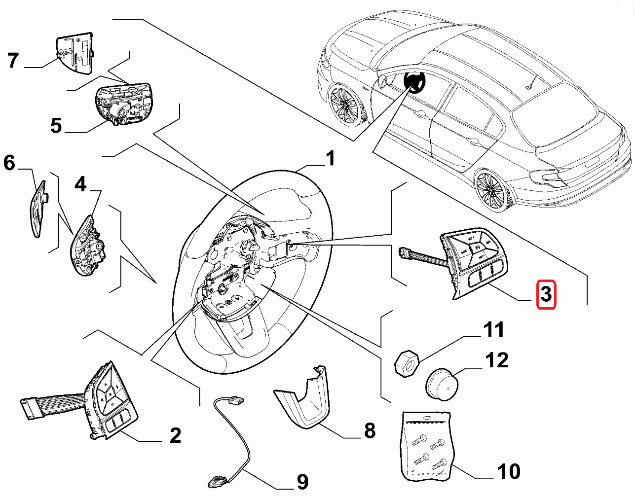 FIAT Egea Sağ Direksiyon Düğmesi Buton Grubu OPAR 735630685
