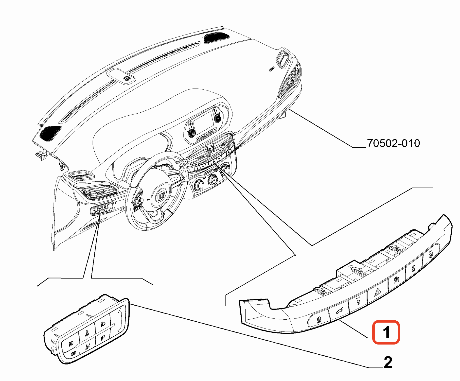 Fiat Egea Ön Göğüs Anahtar Grubu 735735246