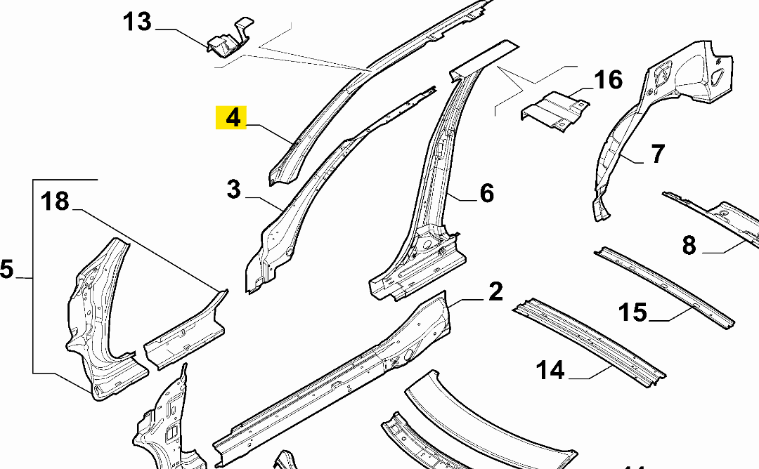 FIAT 500L Cam Çerçevesi / Travers 51882355