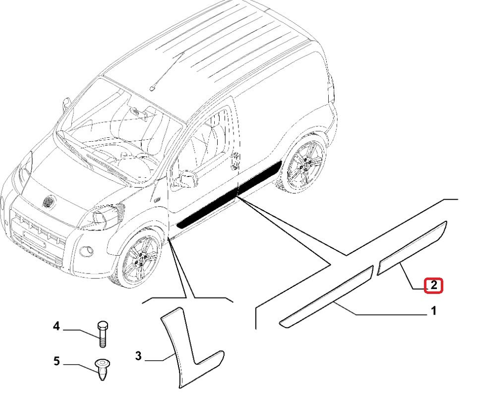 Fiat Fiorino Arka Sağ Kapı Süs Çıta 735544582