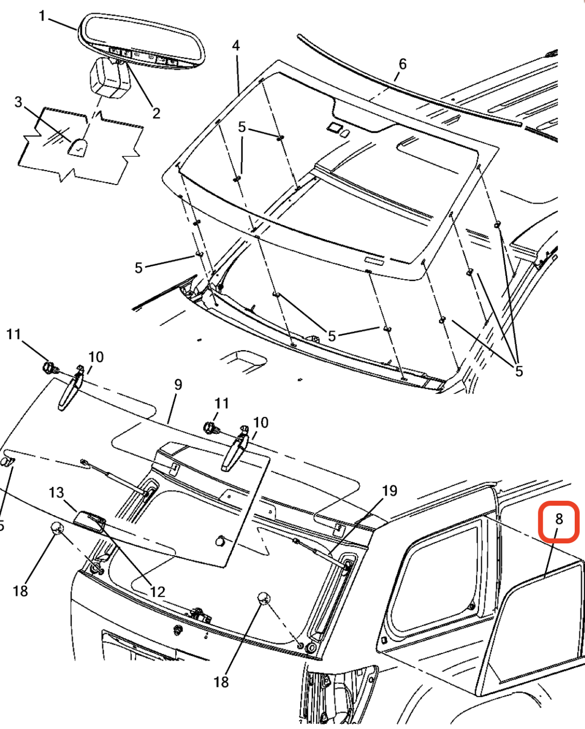 Grand Cherokee Arka Sağ Kelebek Camı MOPAR K55394724AB