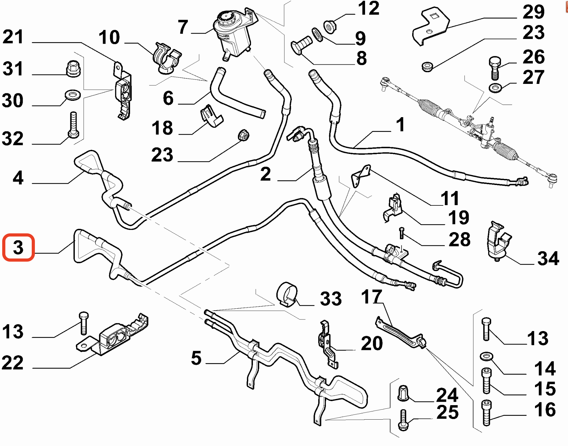 Fiat Doblo Hidrolik Direksiyon Yağ Dönüş Borusu OPAR 51814490 / 51981483