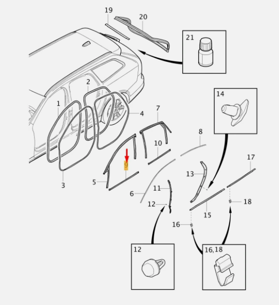 Volvo V90 Ön Sol Kapı Cam Contası 31490742