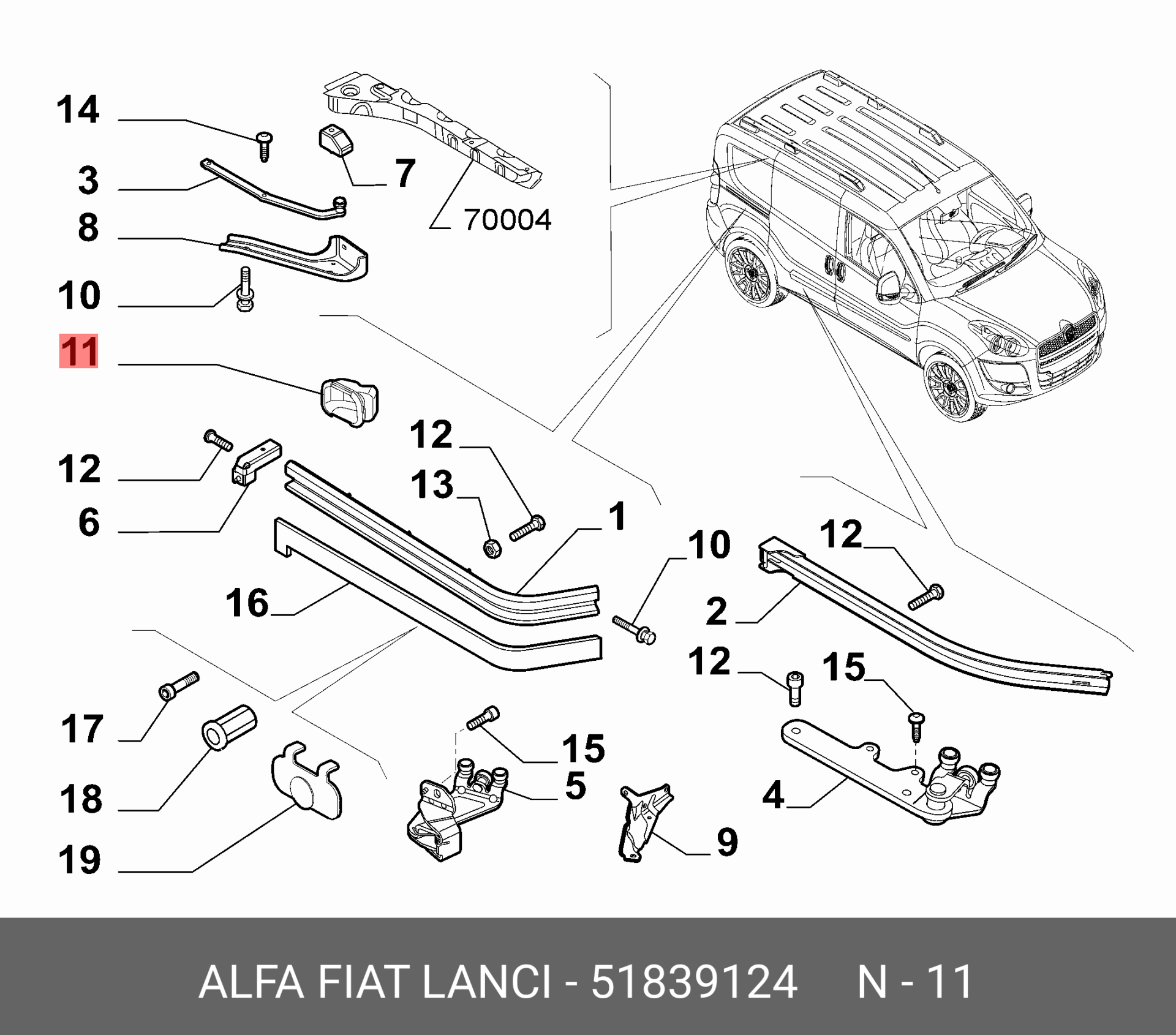 OPAR 51839124 Fiat Doblo Conta Sol Orta Makara