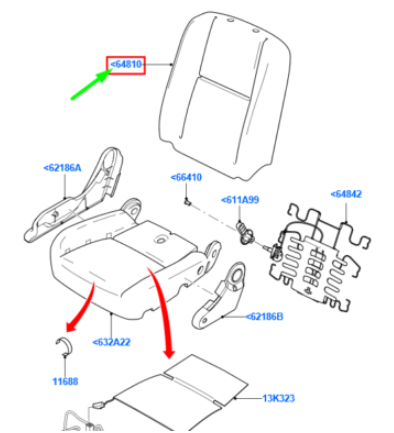Ford Connect Yolcu Ve Sürücü Sırt Minderi 5T16 V64840 AA