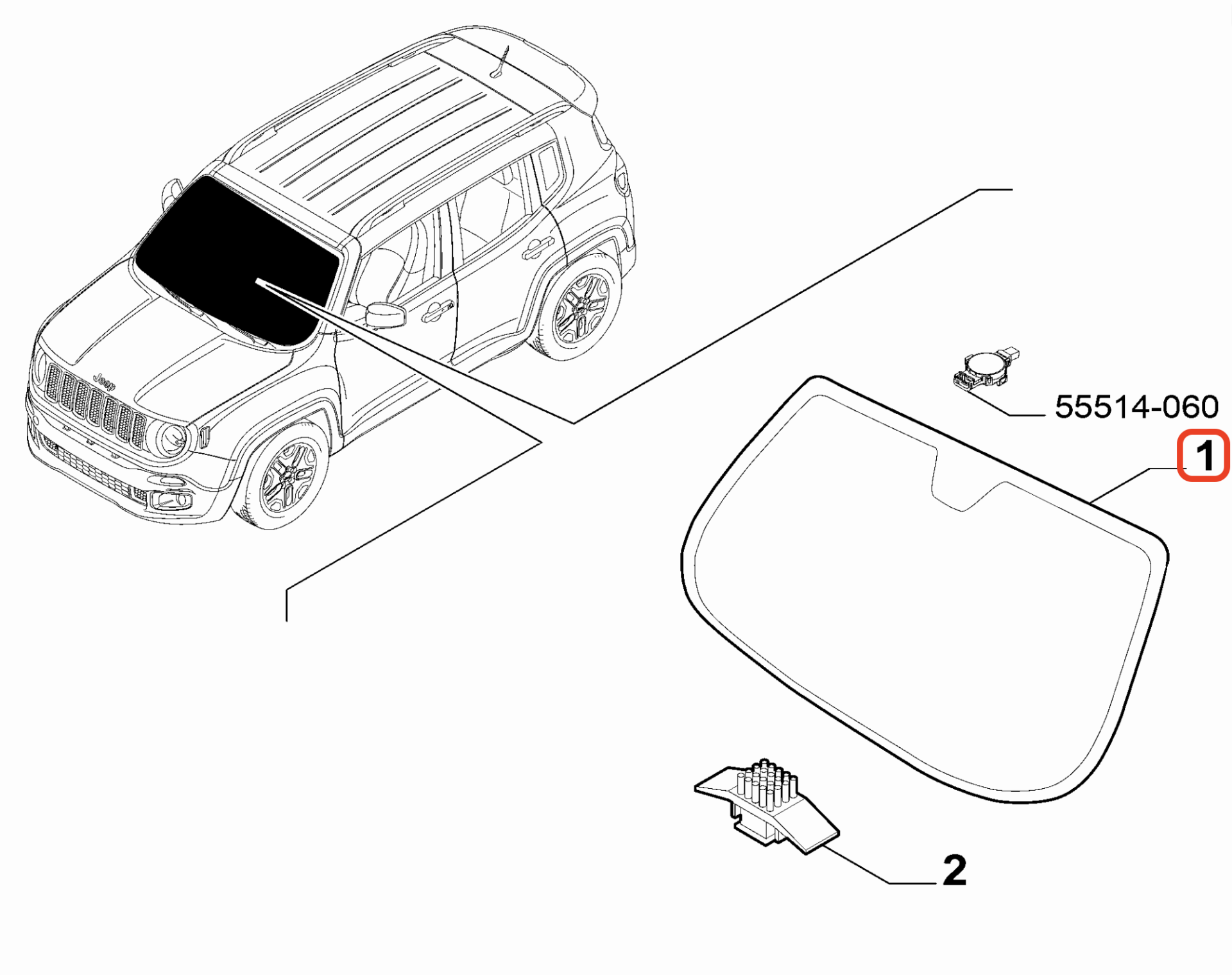 Jeep Renegade Ön Cam 2018> RICAMBI 52098793 / 52229731 / 52247929