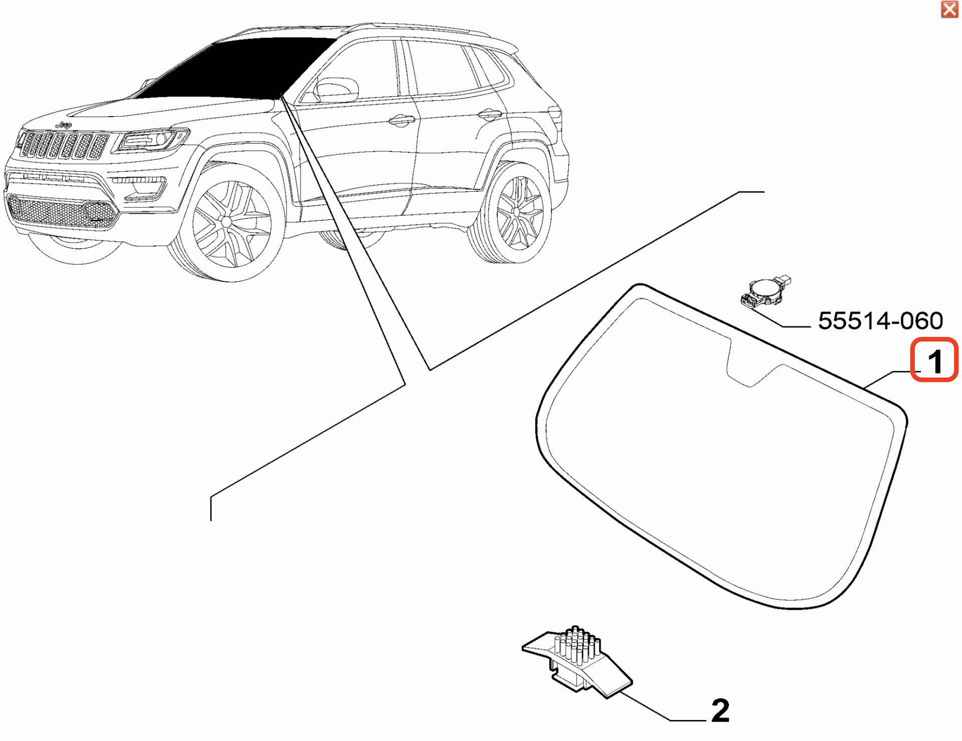 Jeep Compass Ön Cam 2021> OPAR 52228373 / 52228373 / 52193887