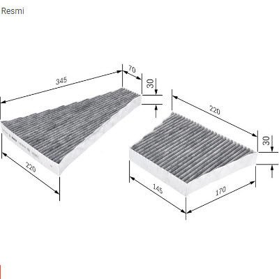BOSCH 1987435506 Aktif Karbonlu Polen Filtresi 	 3D0898644 / 3D1819643