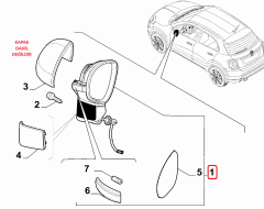 FIAT 500X Sol Dış Dikiz Aynası Kapaksız 735614536