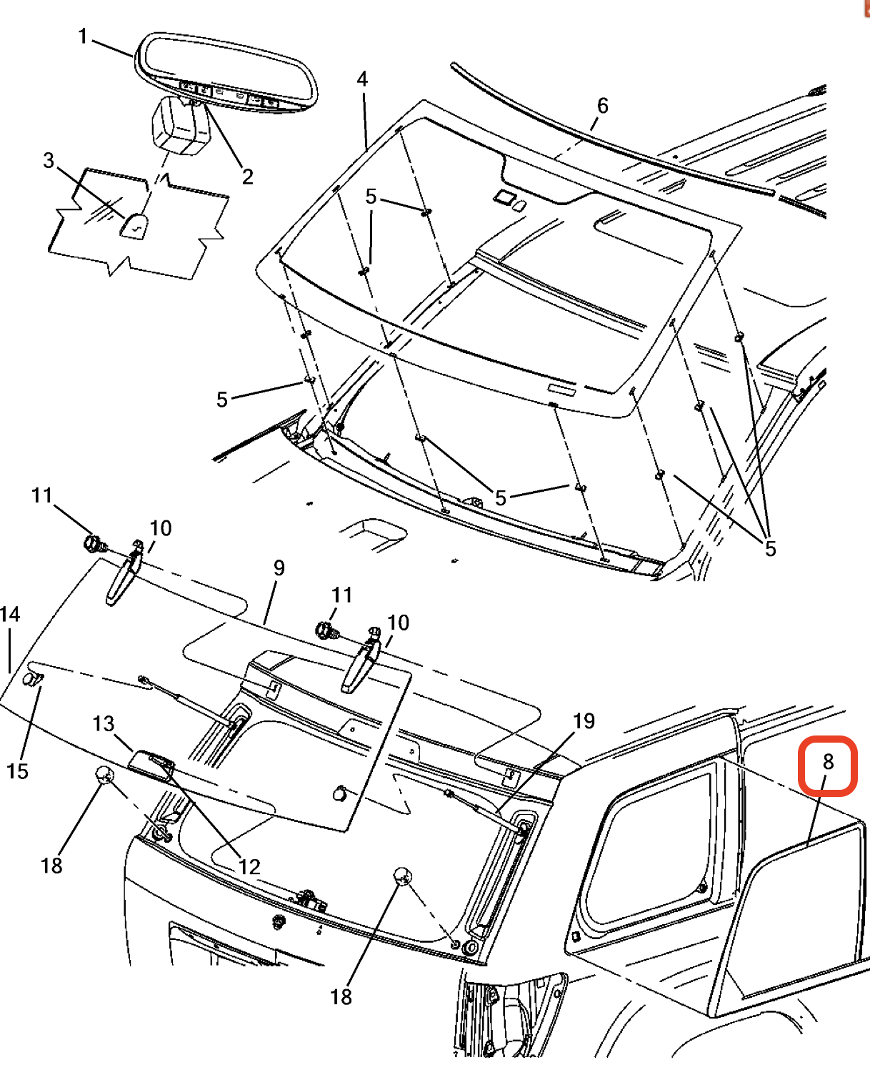 Jeep Grand Cherokee Arka Sağ Kelebek Camı MOPAR K55394724AB K55394724AA