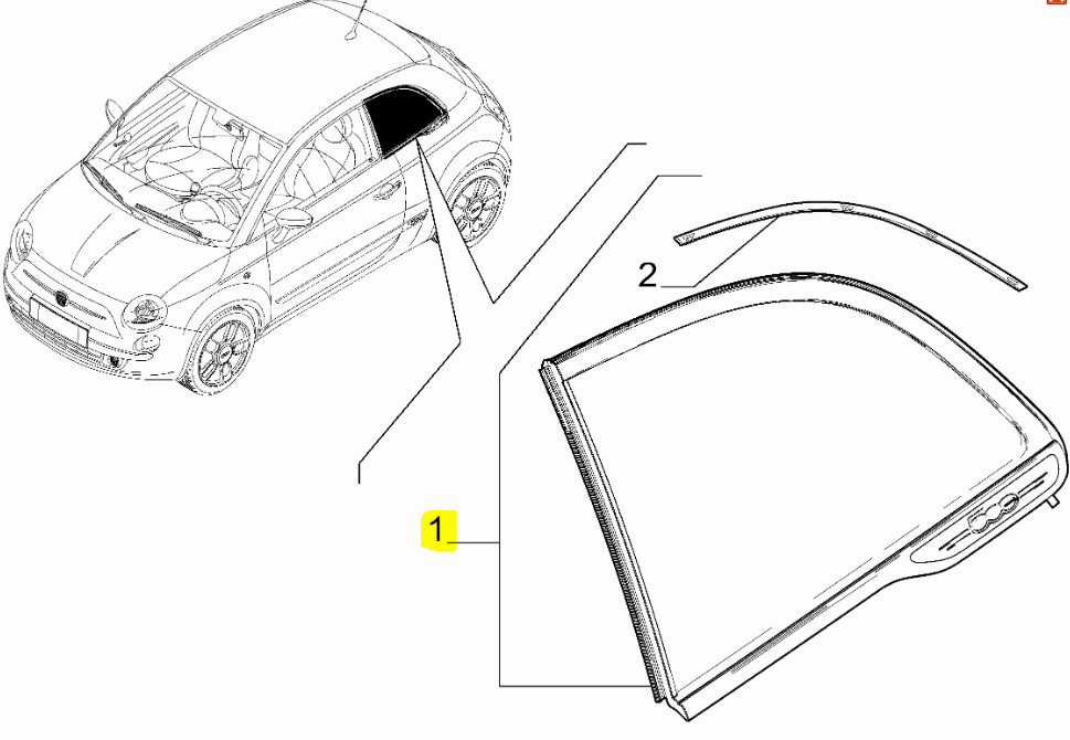 Fiat 500 Bev Sol Arka Cam 52138584