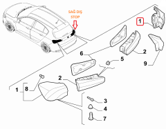 FIAT Egea Sağ Dış Led Stop Lamba 52157298