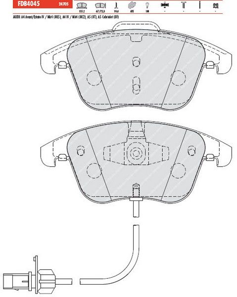 FERODO FDB4045  AUDİ A4/A5 Ön Fren Balata 8K0698151A