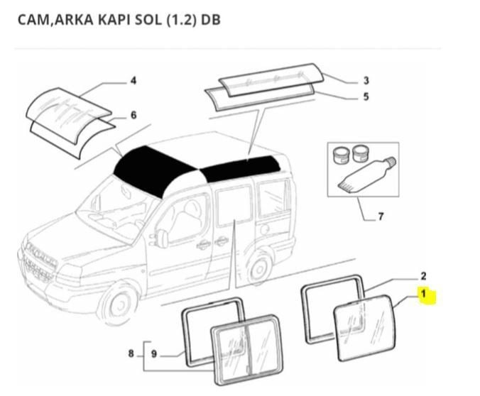 Doblo Arka Sol Sürgülü Kapı Camı 46757561