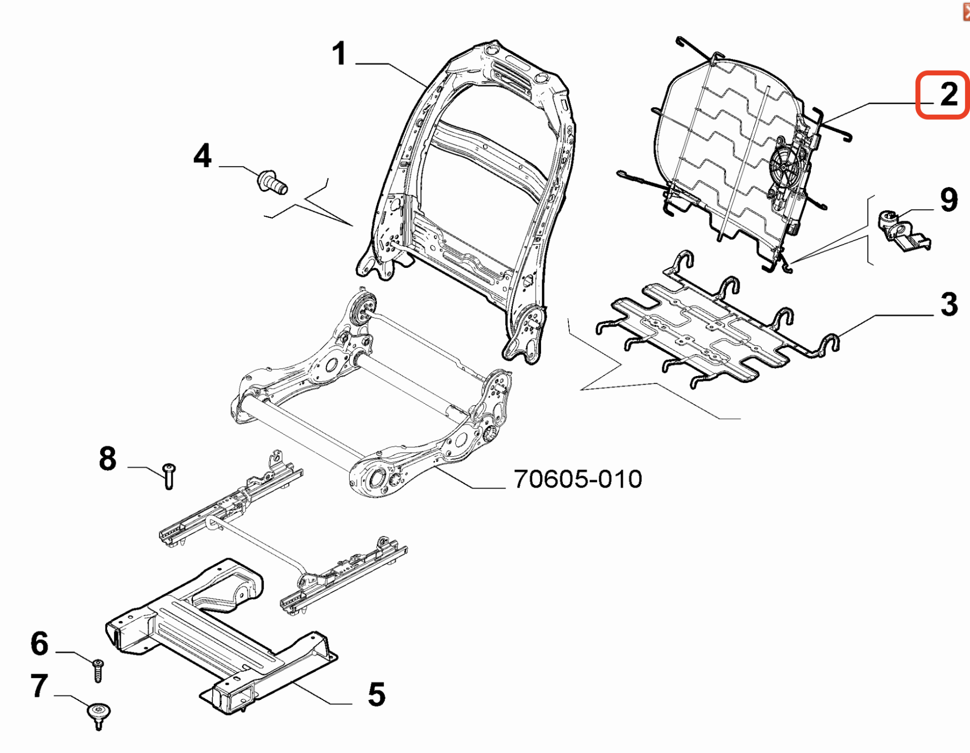 Fiat 500L Ön Koltuk Sırt İskeleti OPAR 71777444