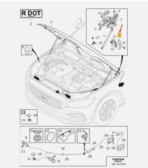 VOLVO S90 Motor Kaputu Sol Çubuk Braketi 31651403 : 31424227