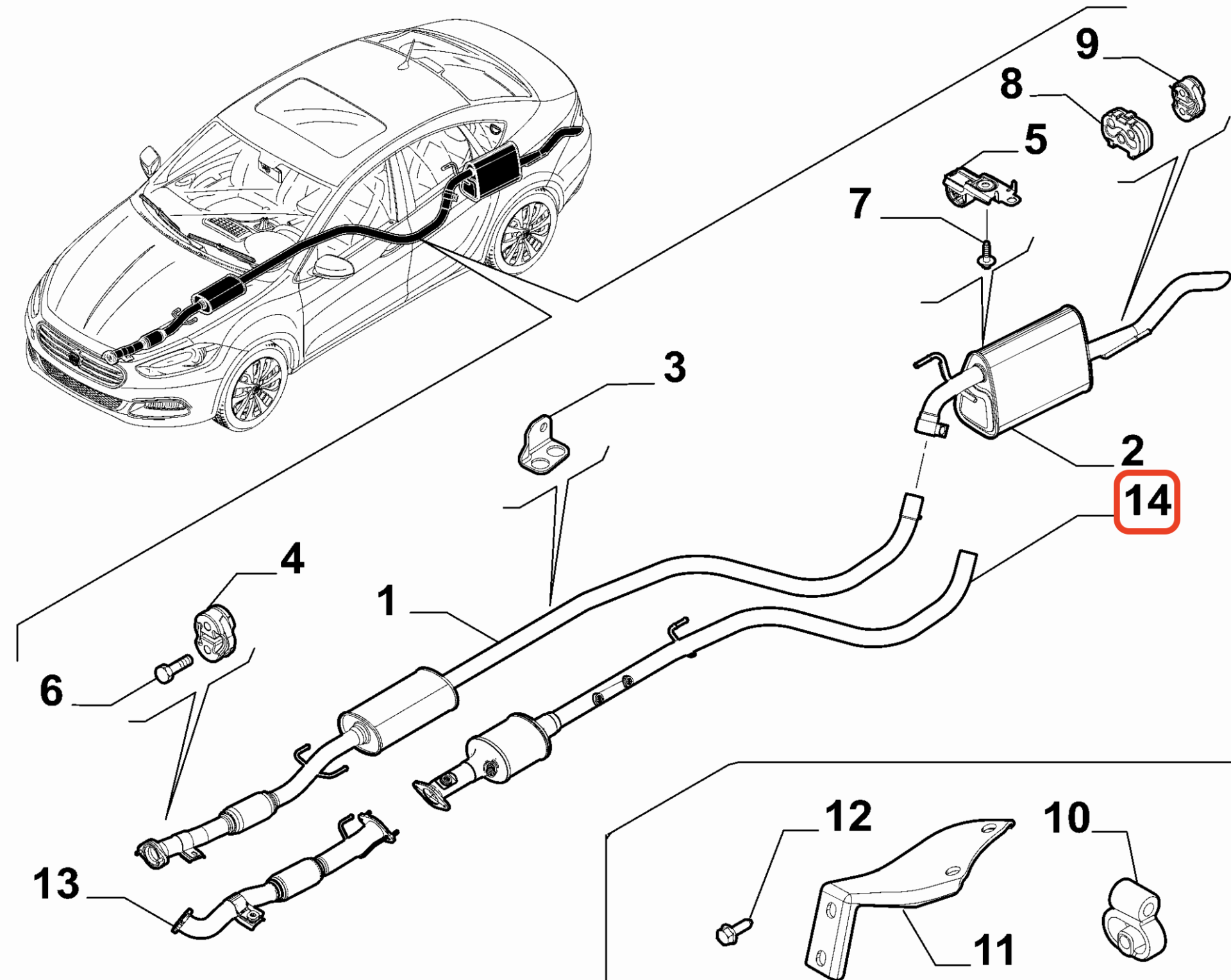 Fiat Egea Orta ve Arka Egzoz Borusu OPAR 52175710 52172985