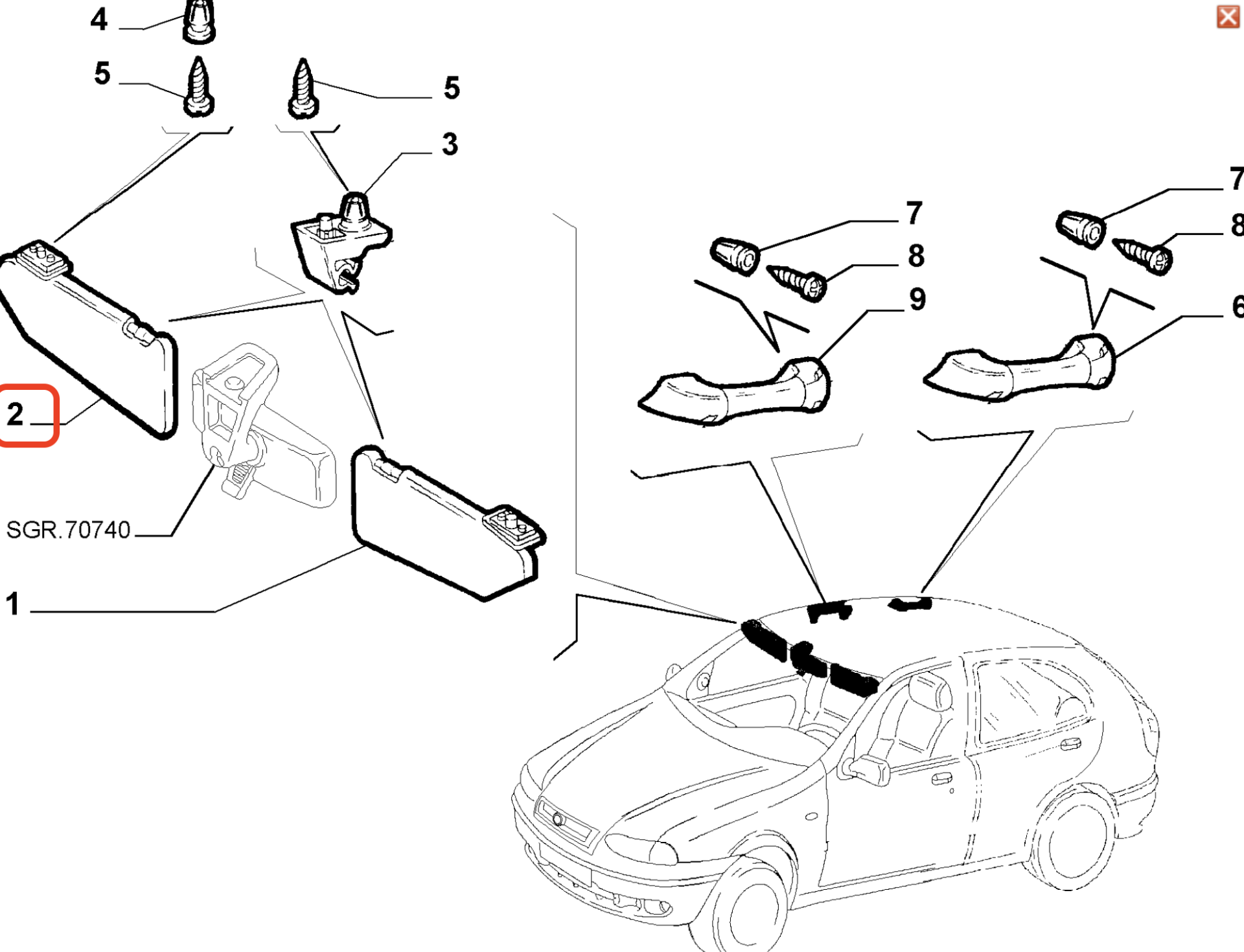 Fiat Albea Palio Siena Sağ Güneşlik (Yolcu Tarafı) 735511937