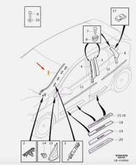 VOLVO V40 Ön Cam Sağ Dikey Trim 31378573