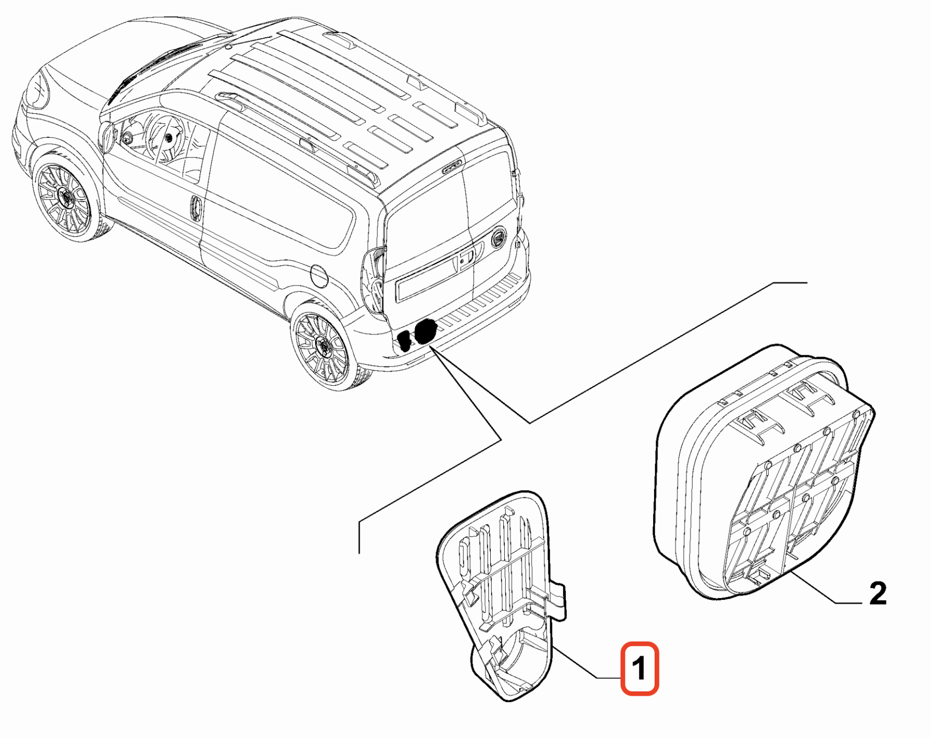 OPAR 735678808 Fiat Doblo Arka Sol Tahliye Kapağı
