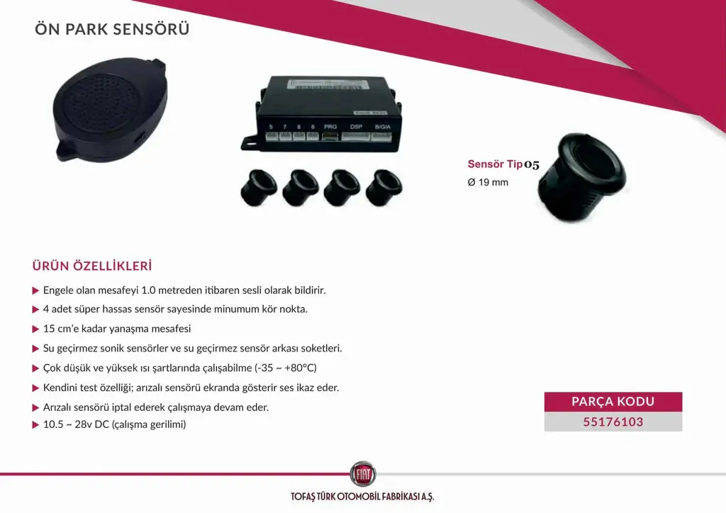 Fiat Egea Ön Park Sensörü OPAR 55176103