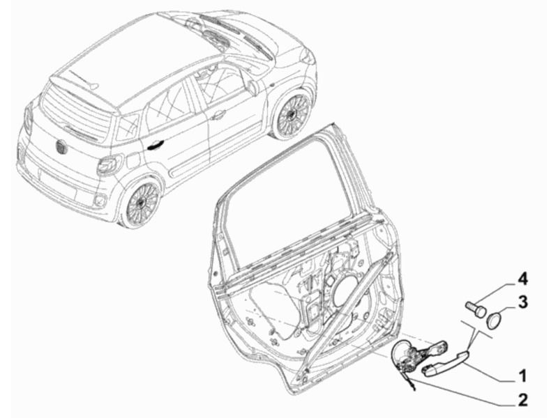 Fiat 500L Arka Sol Kapı Kolu İç İskelet 51884128 / 51989009