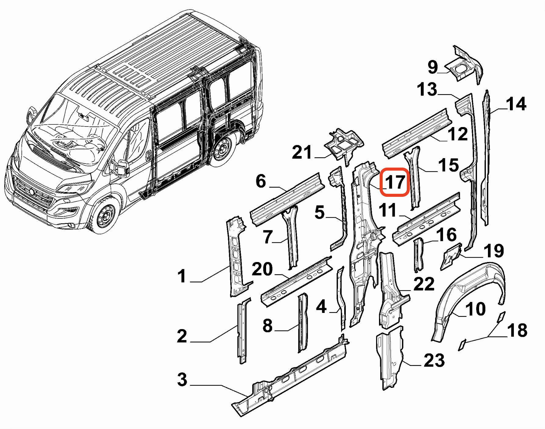 Ducato Sağ İç Orta Direk Sacı 53176794